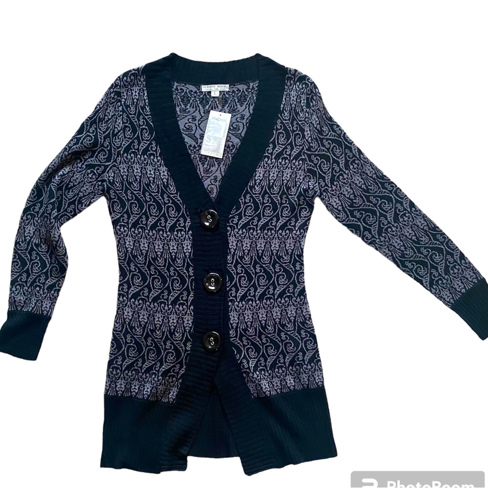 Alberto Makali Black and Gray Cardigan